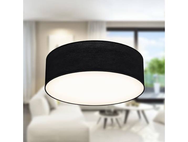 B.K.Licht - Plafonnier avec abat-jour en tissu\, douille E27\, max. 40 watts\, lustre\, lustre salon\, lustre chambre\, luminaire plafonnier\, lustre cuisine\, plafonnier salon\, 30x10 cm\, noir