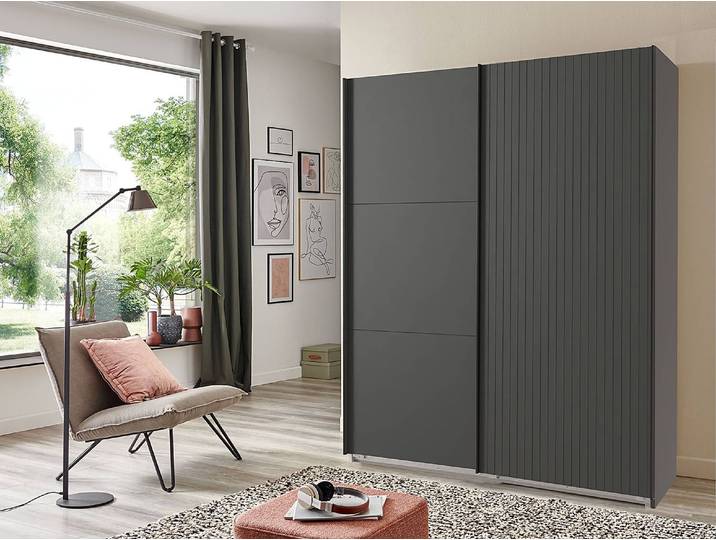 Schwebetürenschrank Andorra 200cm Grau/Graphit