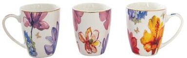 IH Casa Decor Ceramic Mugs Asstd Blooms - Set of 4