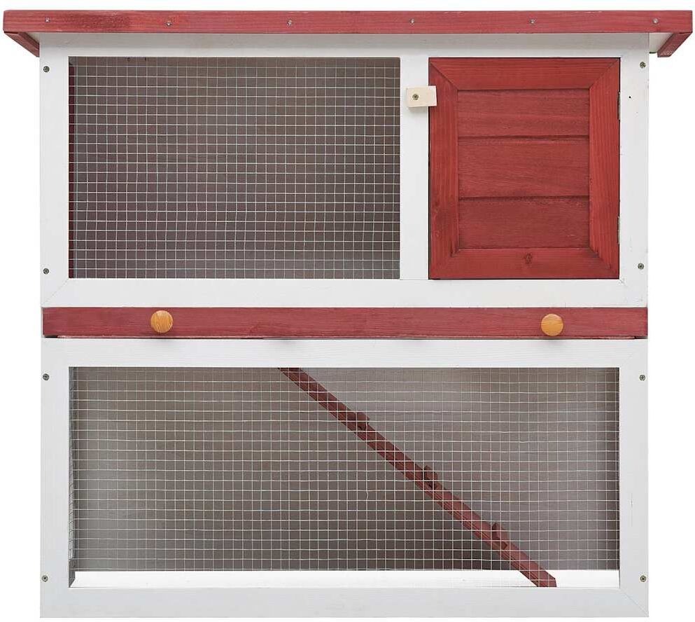 vidaXL Jaula conejera con 1 puerta madera rojo Rojo