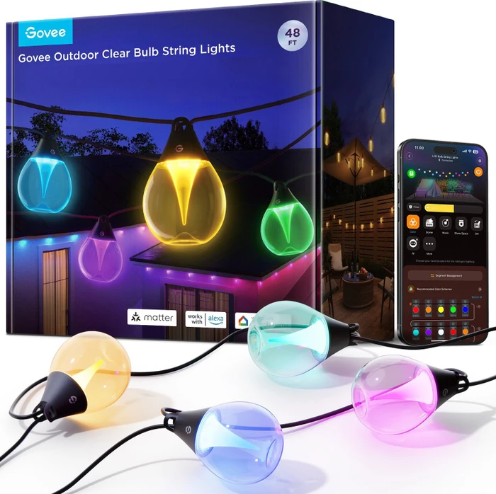 Govee RGBICW Smart Garden Kette, Matter, 15 Glühbirnen