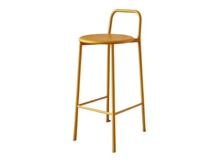 Barstühle Großer Hochbeinstuhl mit geschmiedeter Rückenlehne, 75 cm(Yellow)