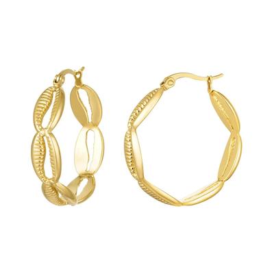 Paar Creolen ADELIA´S "LIVAYA Ohrringe Creolen in Muscheloptik aus Edelstahl", Damen, Gr. Damen, Edelstahl, gold (goldfarben), Ohrringe, Modisch durch die markante Muscheloptik am Creolenring