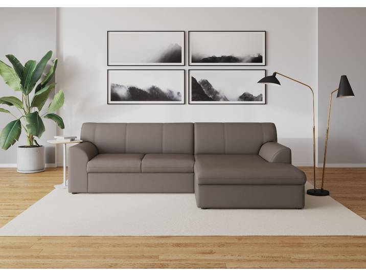 DOMO collection Topper, elegant und zeitlos, kompaktes Stellmass 245/155cm, L-Form mit Recamiere, wahlweise mit Schlaffunktion