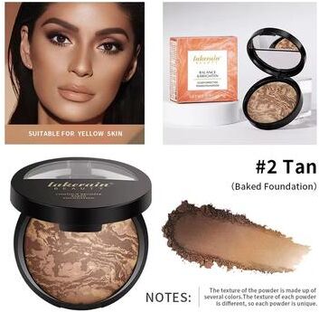 Inspired Finds BrightFilter Baked Powder Foundation Demi Matte Color Correcting Powder Foundation With Oil Control tan