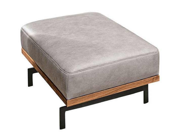 Hocker 100 x 65 cm Lederbezug grau