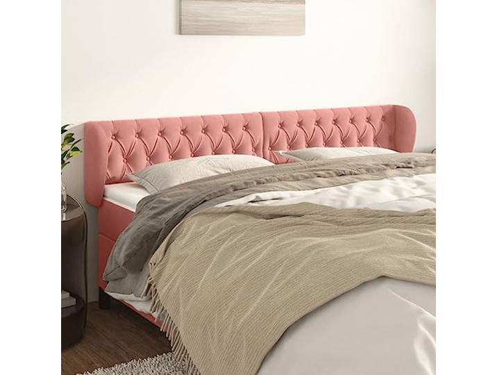 KTHLBRH Kopfteil aus rosafarbenem Samt, klassisch, elegantes Design, für Bettgestell mit verstellbarer Höhe und stabilen Holzbeinen, Rückenstütze, weicher Stoff, luxuriös