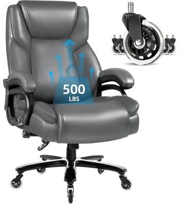 Bossin Big and Tall Executive Office Chair,500LBS Adjustable Lumbar Support Ergonomic Chair with High Back PU Leather Computer