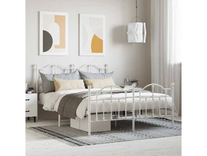 Sale juillet Cadre de lit - 2 places - - métal - blanc - sans matelas - 140 x 190 cm sap70f