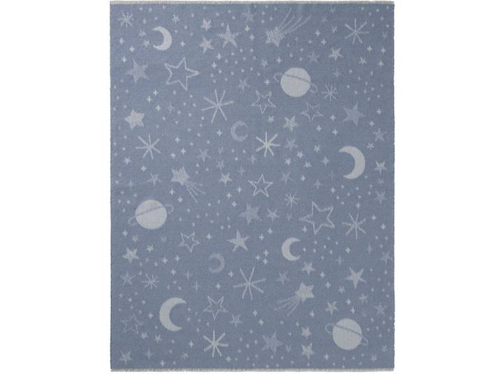 Babydecke BIEDERLACK Babydecke Universe , blau, B:75cm L:100cm, Schurwolle, Wohndecken, Babydecke, 75 x 100, mit kurzen Fransen