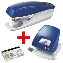 Leitz Tacker / Heftgerät »5501 NeXXt« inkl. Locher »5005 NeXXt« und Heftklammern »24/6 blau, 3.5x5.1x12.1 cm