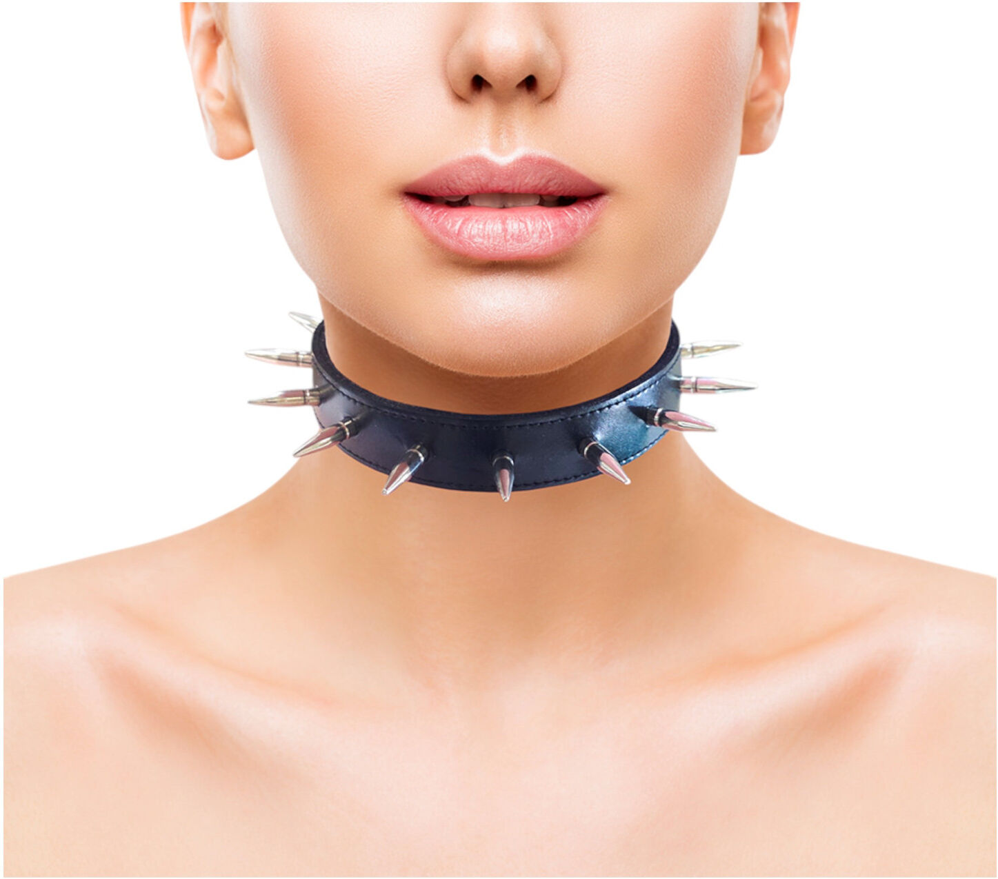 Rouge - Genuine Leather Studded Collar (Black)