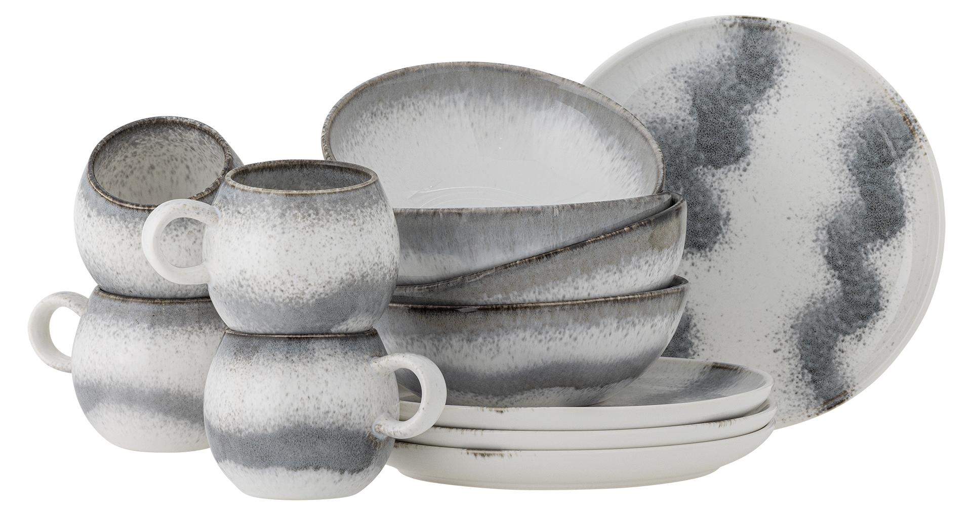 Paula Frühstück Set, Grau, Steingut