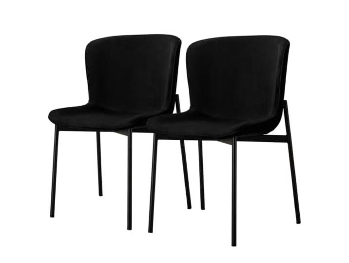 home24 Polsterstuhl 2er Set Metall Textil 49 x 52 x 79 cm Pulverbeschichtetes Gestell, glamouröser Stil, für Küche & Bar, XL Sitzschale
