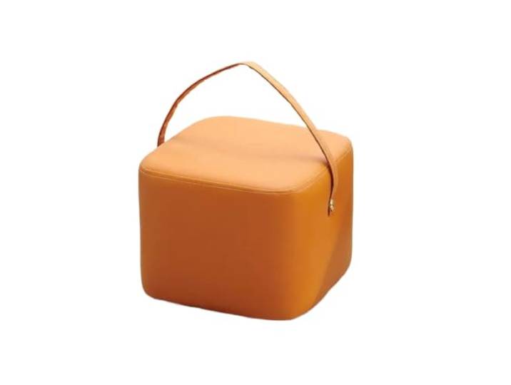 Sitzhocker gepolstert Kleiner Hocker, niedriger Haushaltshocker Sofahocker, runder Hocker, leichter Schuhwechselhocker, Holzhocker, Massivholz(OrangeA model)