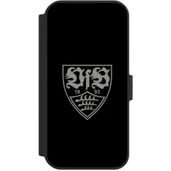 Nivocase Klapphülle für Apple iPhone 15 Handyhülle aus Kunst Leder NIVOflip schwarz Logo Offizielles (Apple iPhone 15), Smartphone Hülle, Schwarz