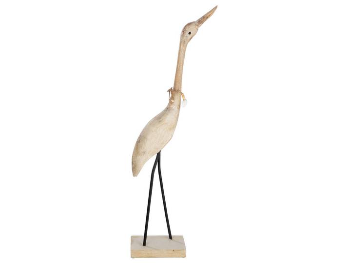 Dekovogel Julius, Beigebraun, Holz, Metall, Mangoholz, massiv, Vogel, Vogel, 27x93x13 cm, stehend, Tierfiguren, Dekoration, Dekofiguren & Skulpturen, Dekotiere