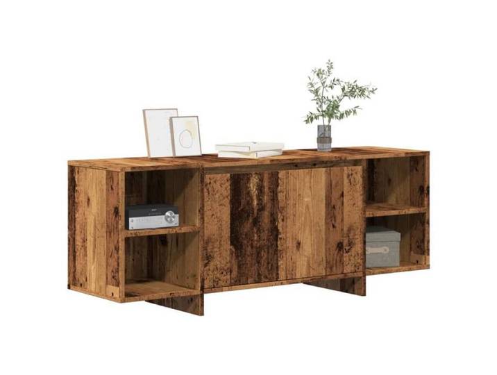 Promo avril *Meuble TV - MONNA - Support TV jusqu'à 50  - Banc TV - vieux bois 130x35x50cm bois d'ingénierie_930253