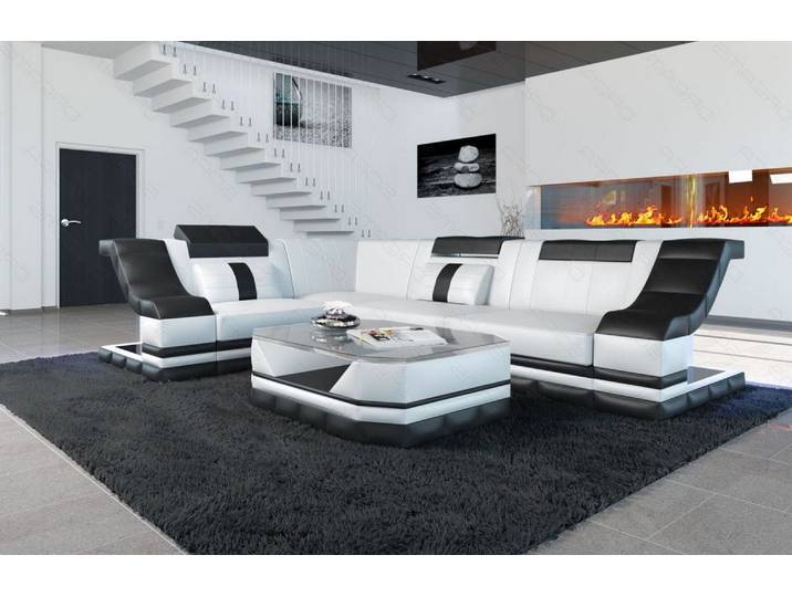 Couch Bianchi L-Form in Leder