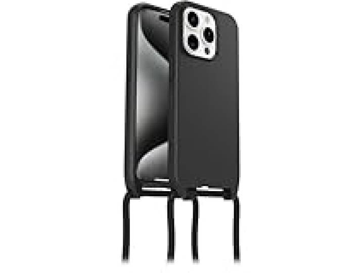 Otterbox React Necklace Coque avec MagSafe pour iPhone 15 Pro, Coque de Protection Ultra Fine avec Collier réglable et Amovible, testé Selon Les Normes Militaires, Noir