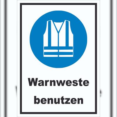 HB-Druck Warnweste benutzen Schild A2 Rückseite selbstklebend