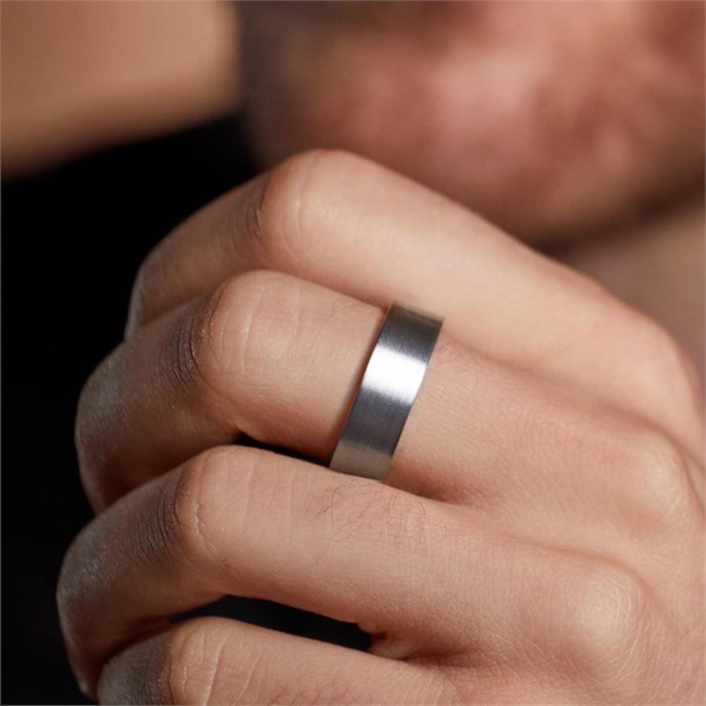 Unique Schlichter matter Ring Titan in 7mm Breite silber