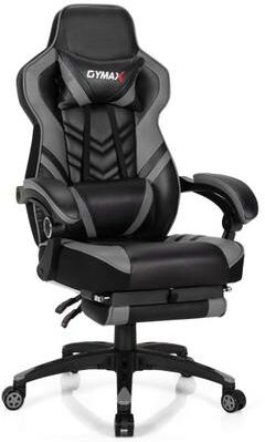 Costway Adjustable Gaming Chair with Footrest for Home Office-Gray