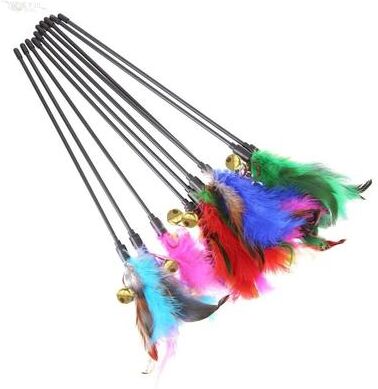 Uplift Treasures 5PCS Interactive Feather Cat Wand Toy Set With Bells 5PCS Interactive Feather Cat Wand Toy Set With Bells