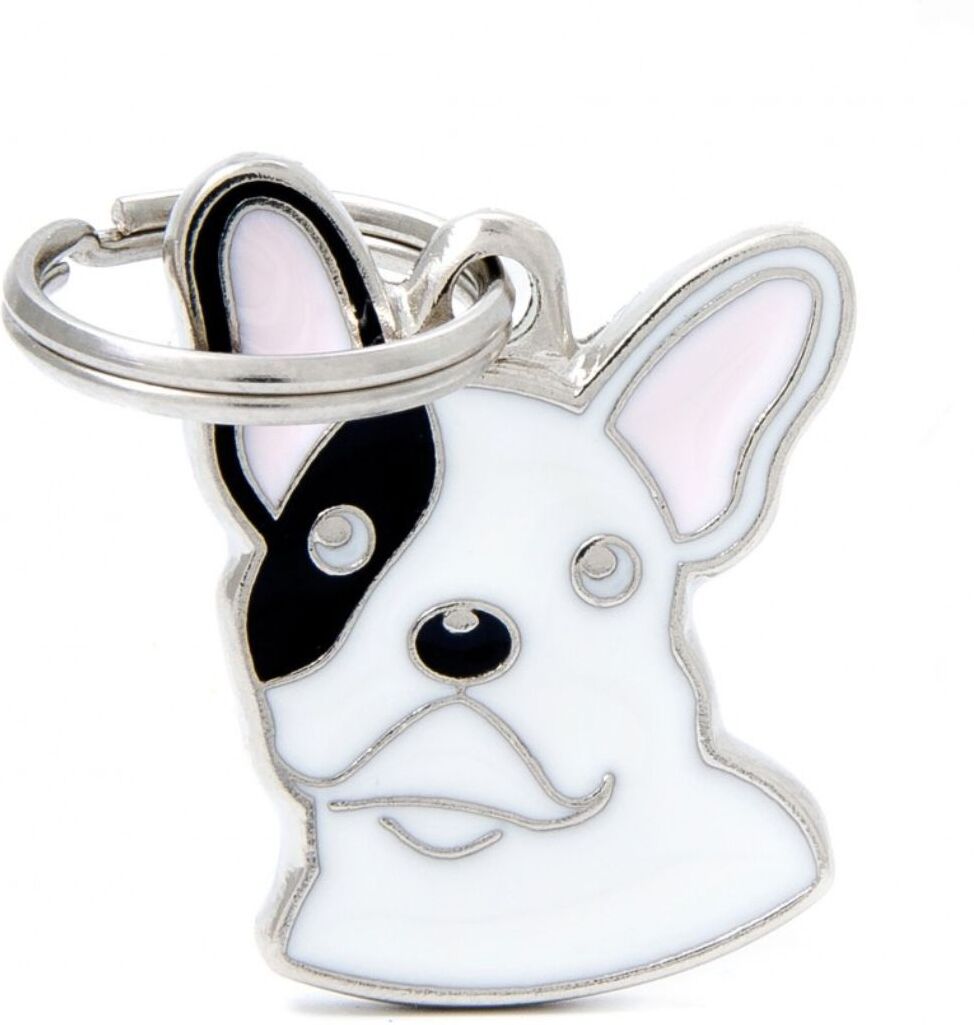 MyFamily Medaglietta per Cani Personalizzabile Bulldog Francese Bianco Friends