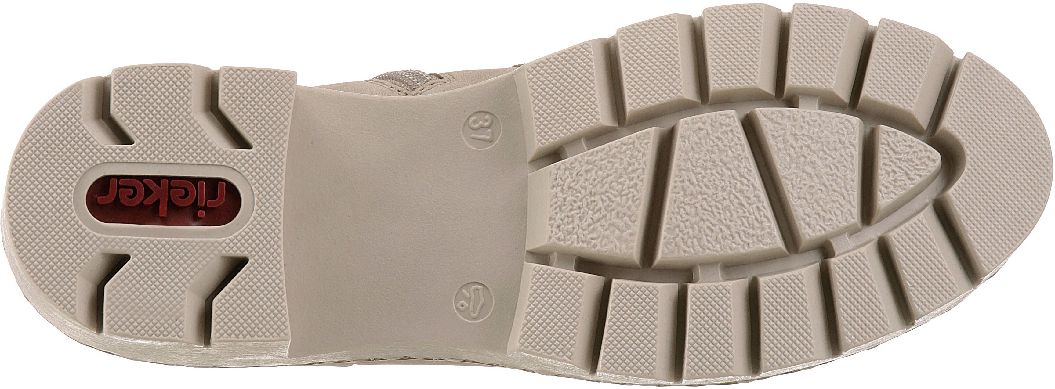 Chelseaboots RIEKER, Damen, Gr. 36, wärmend, beige (creme), Nubuklederimitat, Schuhe Chelseaboots, mit heller Profilsohle creme 36, wärmend