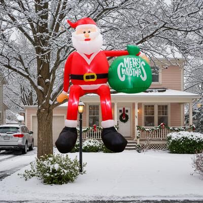 Trendy Discount Goods Climbing Inflatable Santa Claus Decor, Christmas Outdoor Yard Decor, Blow Up For Garden Roof 8ft