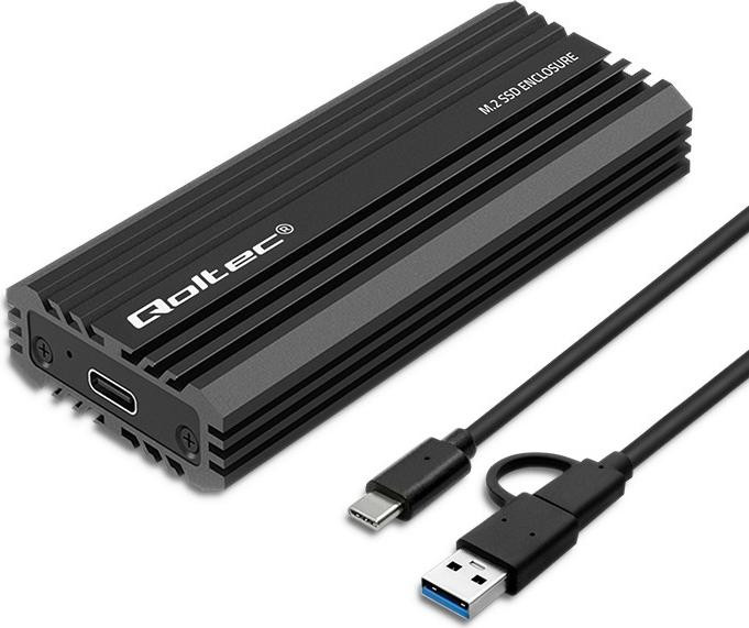 Qoltec 52270 NV2270 externe behuizing voor M.2 SSD SATA NVMe USB-C 2TB