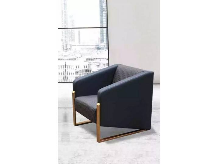 JVmoebel Sessel Luxus-Sessel in Blau mit hochwertiger Polsterung und Edelstahlfüßen (Sessel), Made in Europa
