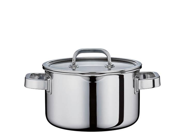Spring Kochtopf Finesse2+, Silber, Glas, Kunststoff, Metall, 3.7 L, 12 cm, mit Silikonring, Dampfablass, Kochen, Töpfe, Kochtöpfe