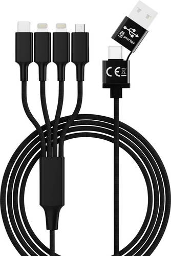 Smrter USB-Ladekabel USB-A Stecker, USB-C Stecker, Apple Lightning Stecker, Apple Lightning Stecker, USB-Micro-B Stecker 1.20m