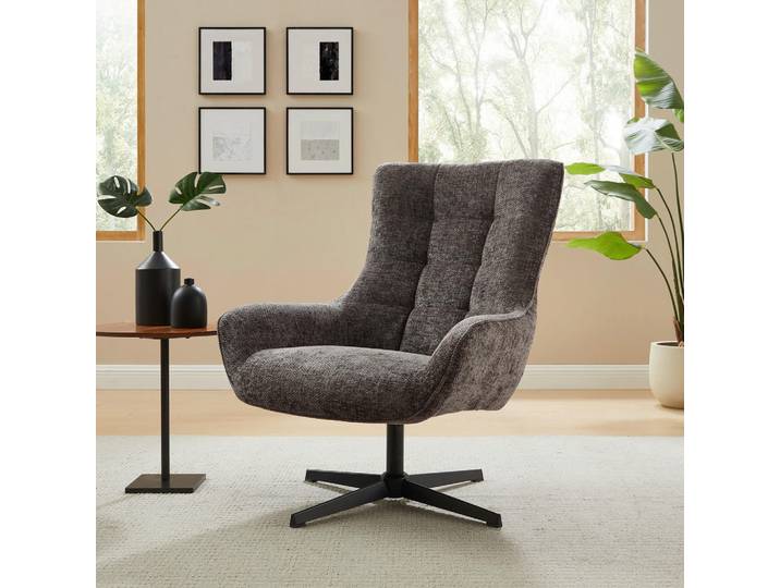 Livetastic Sessel, Dunkelgrau, Metall, 81x103x85 cm, Sitzfläche 360° drehbar, Wohnzimmer, Sessel, Sonstige Sessel