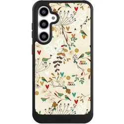 Nivocase Hülle für Samsung Galaxy S23 FE Handyhülle NIVOcore Case Schwarz Blumen Retro Vogel (Samsung Galaxy S23 FE), Smartphone Hülle, Schwarz