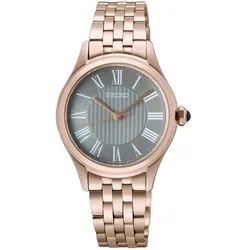 Seiko Classic Quarz 30 mm Goldfarben Grau Damenuhr SUR614P1