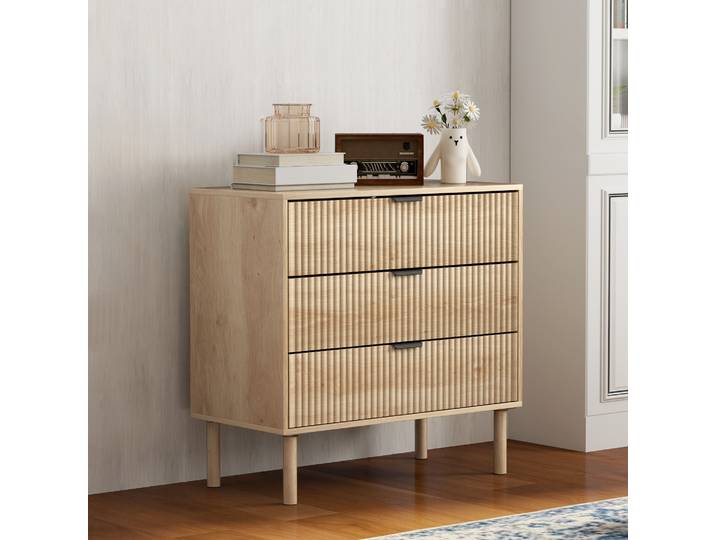 HOMCOM Commode 3 Tiroirs Bois Style Nordique 80x40x77.5 cm