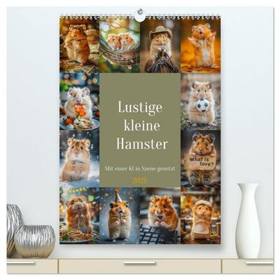 Lustige kleine Hamster (hochwertiger Premium Wandkalender 2026 DIN A2 hoch), Kunstdruck in Hochglanz