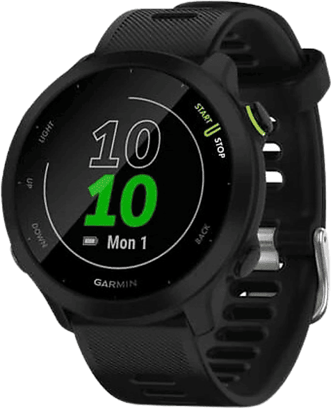 Reloj deportivo - Garmin Forerunner 55, 1,04", MIP, 14 días, GPS, Frecuencia cardíaca, 5 ATM, Negro