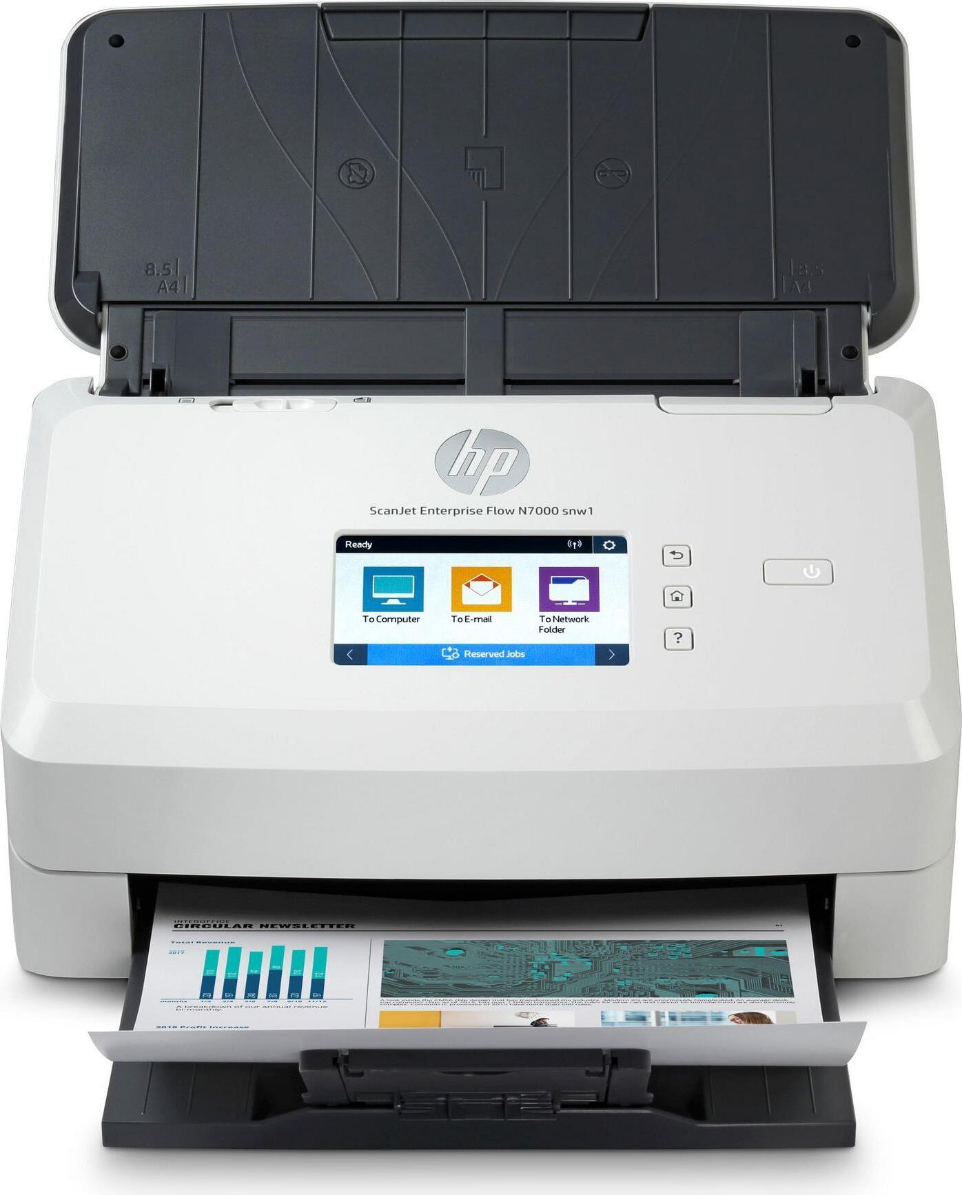 HP ScanJet Enterprise Flow N7000 snw1, 216 x 3100 mm, 600 x 600 DPI, 24 Bit, 24 Bit, Scanner mit Vorlageneinzug, Weiß