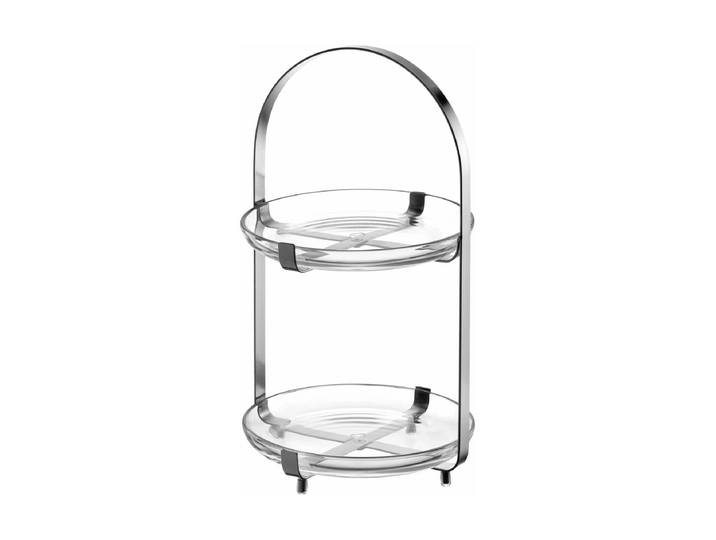Etagere LEONARDO Cucina 2-teilig , silber (silberfarben), Glas, Servierplatten, Etagere