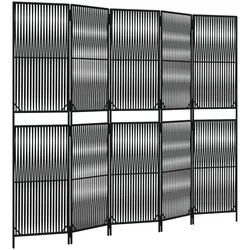 vidaXL Paravent 5-tlg. Schwarz Poly Rattan