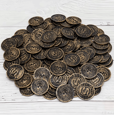 Inspire Curations 100PCS Retro Pirate Treasure Coins Plastic Gold Party Favor Set bronze 10pcs