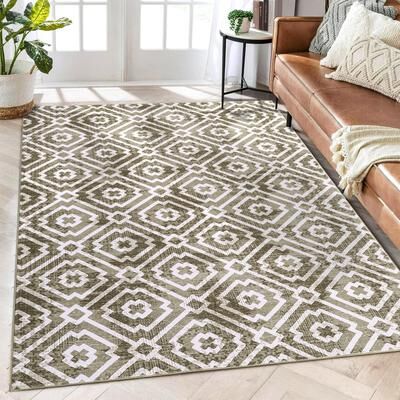 Garvee Classic Geometric Abstract Distressed Area Rug