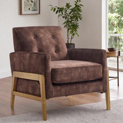 "31.38"" Polyester Tufted Back Accent Chair with Square Arms and Button Tufting and Coil Springs"