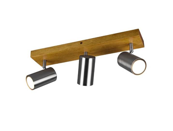 3-lichts opbouwspot Marley rvs op hout Trio - 812400307