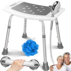 KESSER® Duschhocker höhenverstellbar   Leichter Badhocker rutschfeste Gummifüße Duschstuhl 136KG belastbar   Duschhilfe Senioren   Saugnapf Haltegriff Badewannengriff   Duschsitz mit Brausehalterung