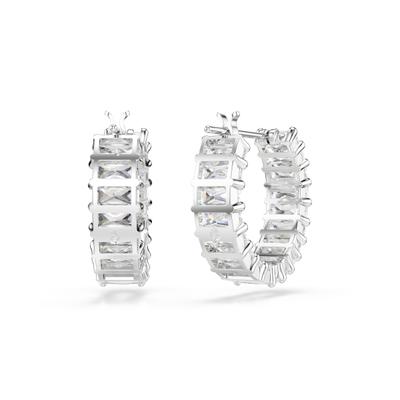 Paar Creolen SWAROVSKI "Schmuck Geschenk Matrix Ohrringe", silber (metallfarben, kristallweiß, kristallweiß), Ohrringe, Damen, Metall, mit Swarovski Kristall, Swarovski Zirkonia (synth.)